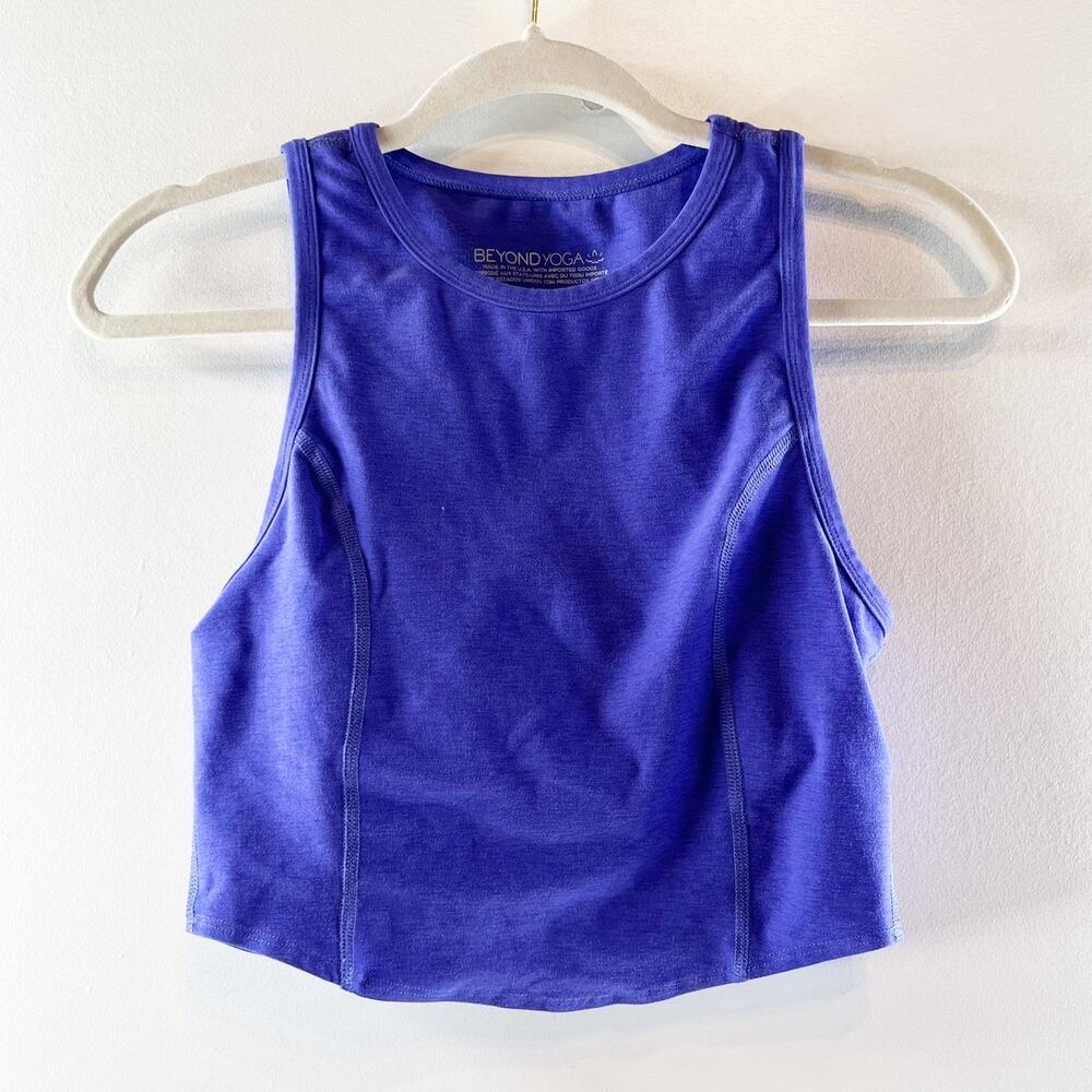 Beyond Yoga Sleeveless High Neck Cropped Tank Top Violet Purple Small